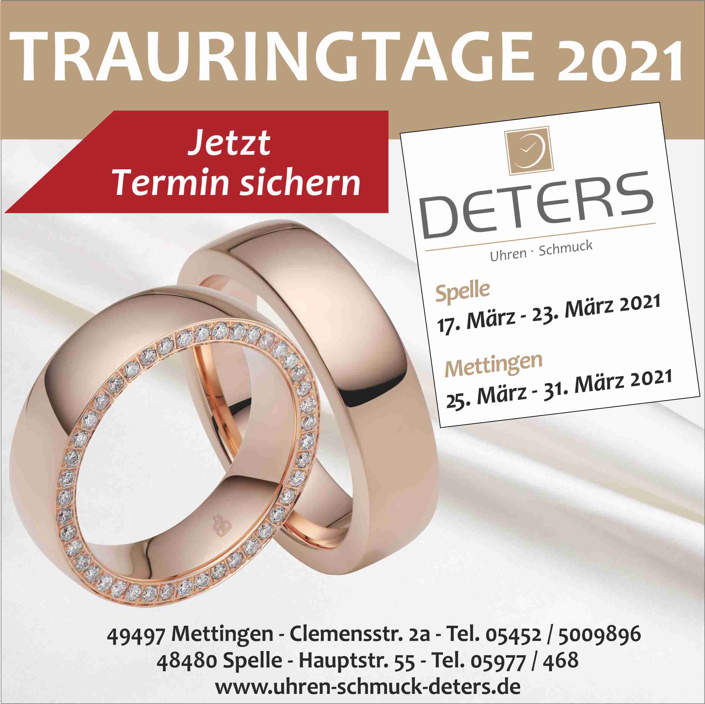 Trauringtage 2021 Trauringtage bei Deters