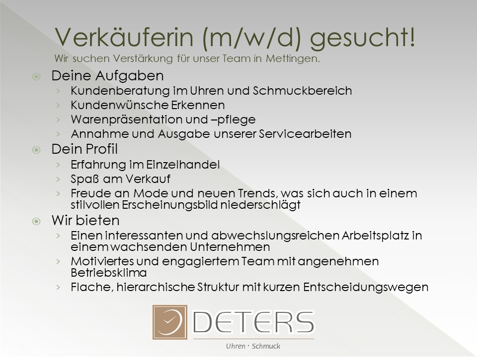 Verkäuferin in Mettingen