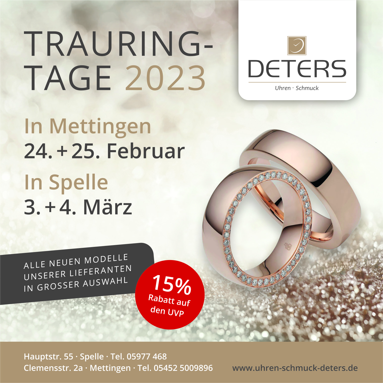 Trauringtage 2023 Frühlingstrauringtage 2023 in Mettingen und Spelle